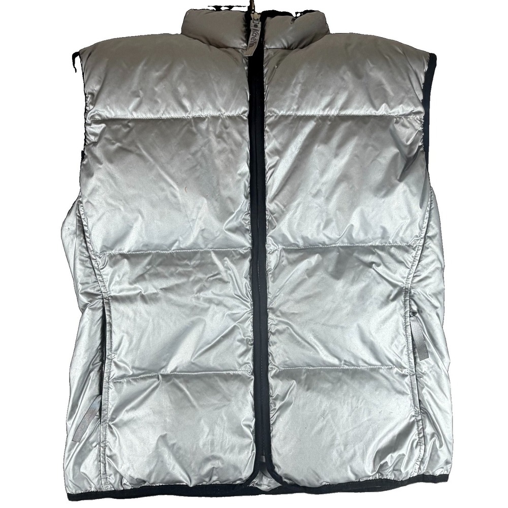 Kaelin Sport Women's Down Puffer Vest Silver Quilted Full Zip Size 8